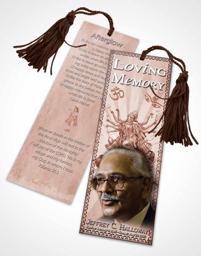 Funeral Bookmark Template Soft Ruby Hindu Faith