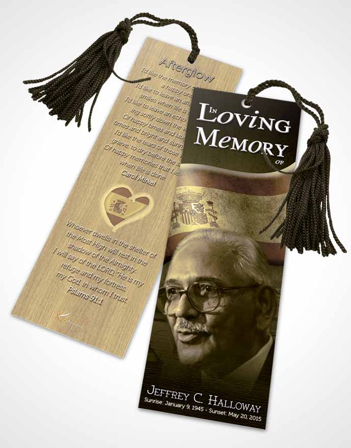 Funeral Bookmark Template Spanish Golden Love