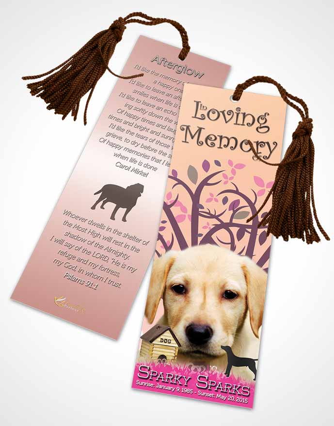 Funeral Bookmark Template Sparkling Doggy Heaven