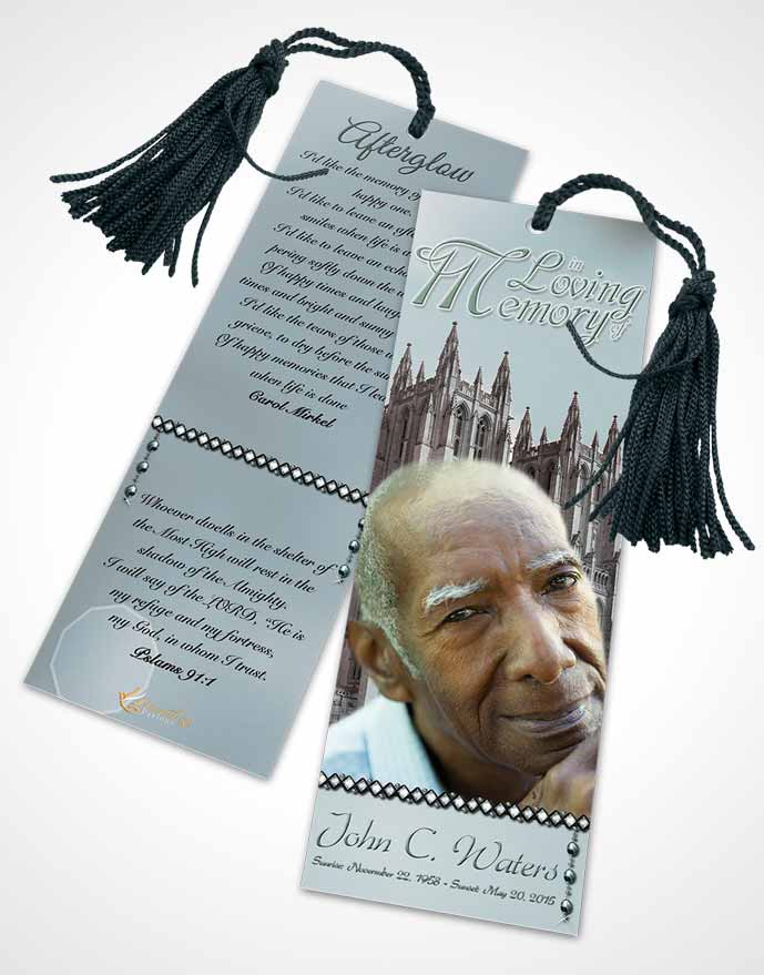 Funeral Bookmark Template Spring Cathedral Gentle Breeze