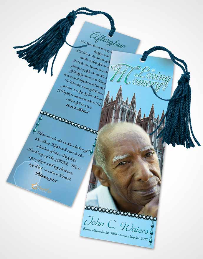 Funeral Bookmark Template Spring Cathedral Morning Calm