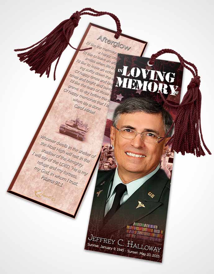 Funeral Bookmark Template Strawberry Army Salute