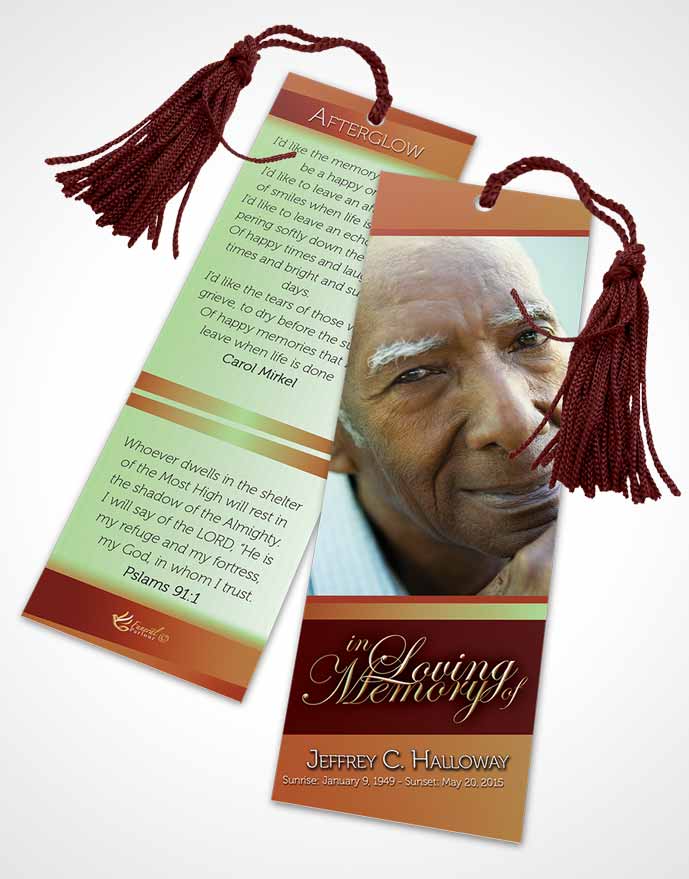 Funeral Bookmark Template Strawberry Mist Tranquility Light