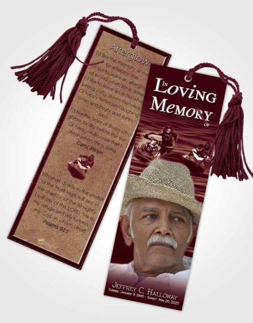 Funeral Bookmark Template Strawberry Peach Water Sports