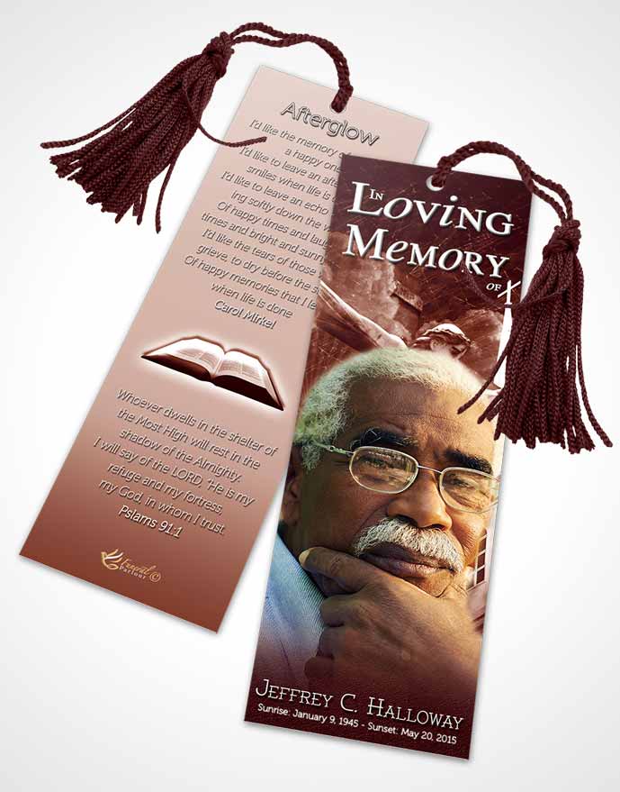 Funeral Bookmark Template Strawberry Sky Christian Faith