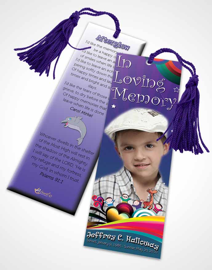 Funeral Bookmark Template Summer Angel Childs Journey