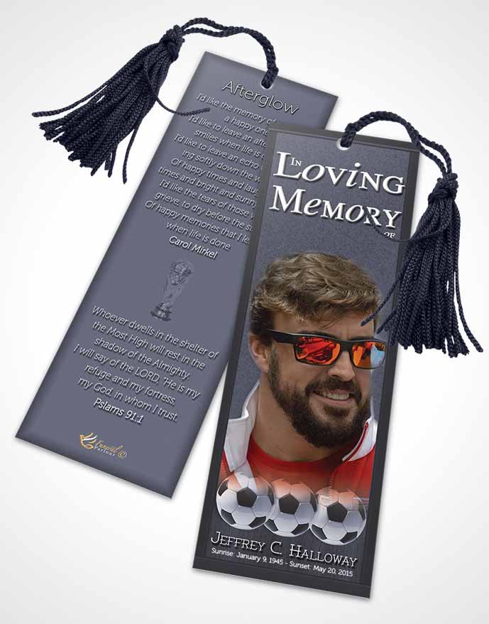 Funeral Bookmark Template Summer Breeze Soccer Star