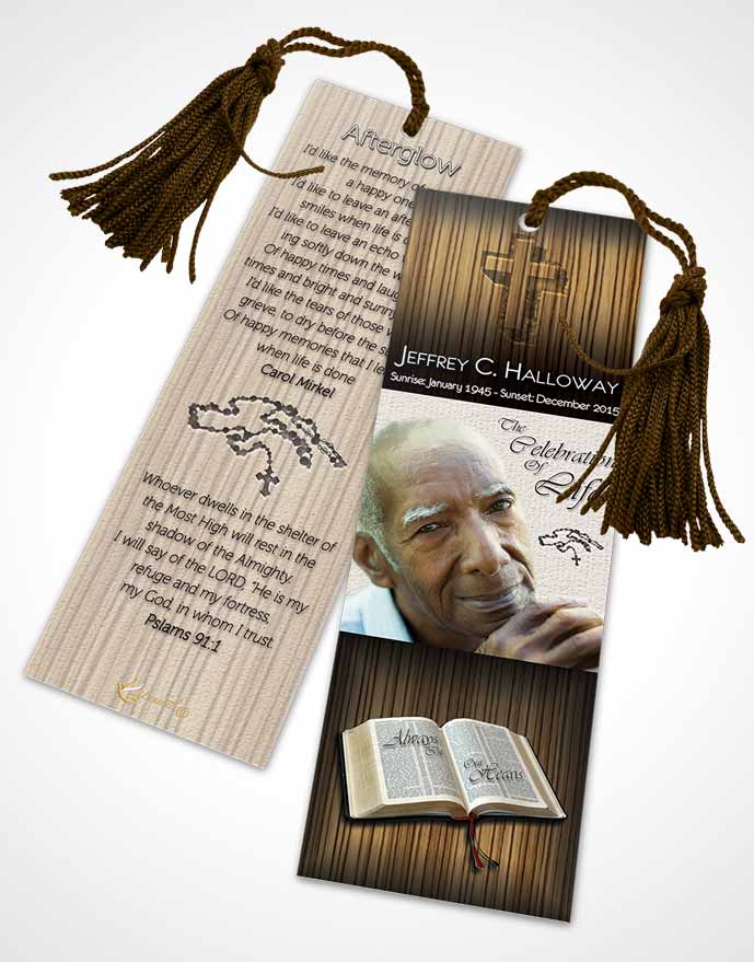 Funeral Bookmark Template Summer Hardwood Peacefulness