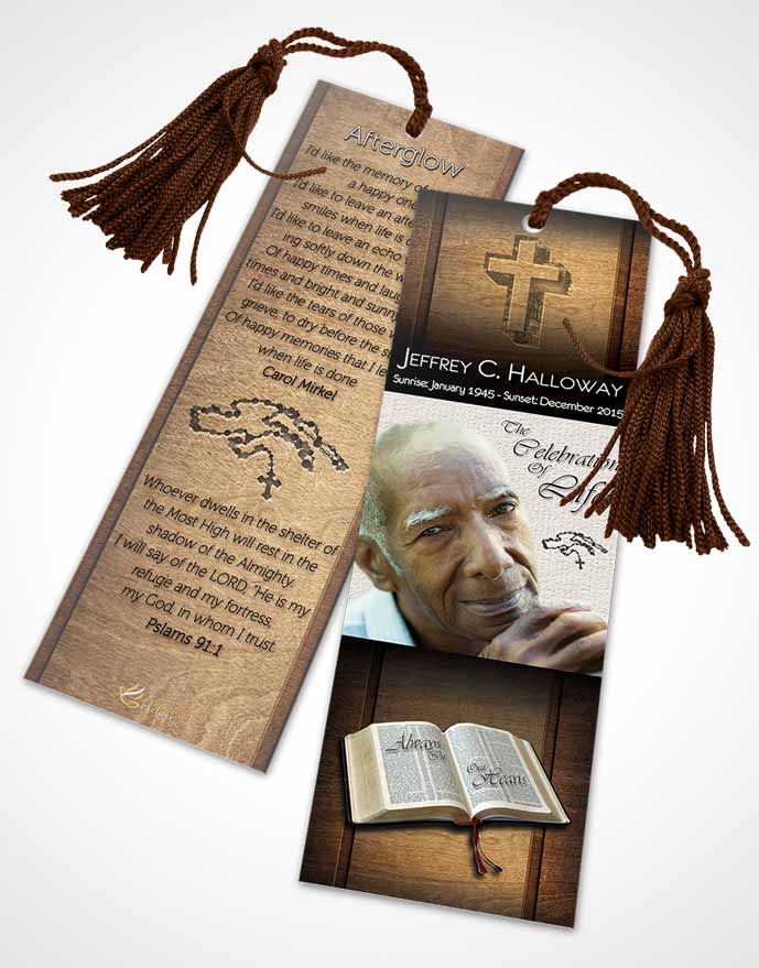 Funeral Bookmark Template Summer Hardwood Tranquility