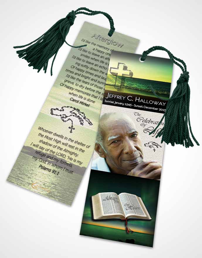 Funeral Bookmark Template Summer Sunset Majesty