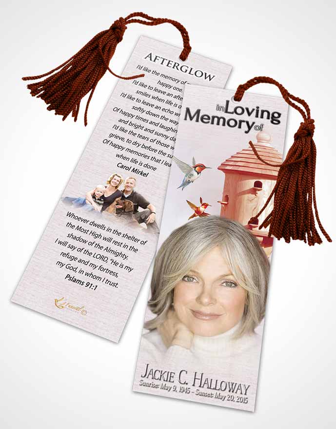 Funeral Bookmark Template Sunny Birds of a Feather