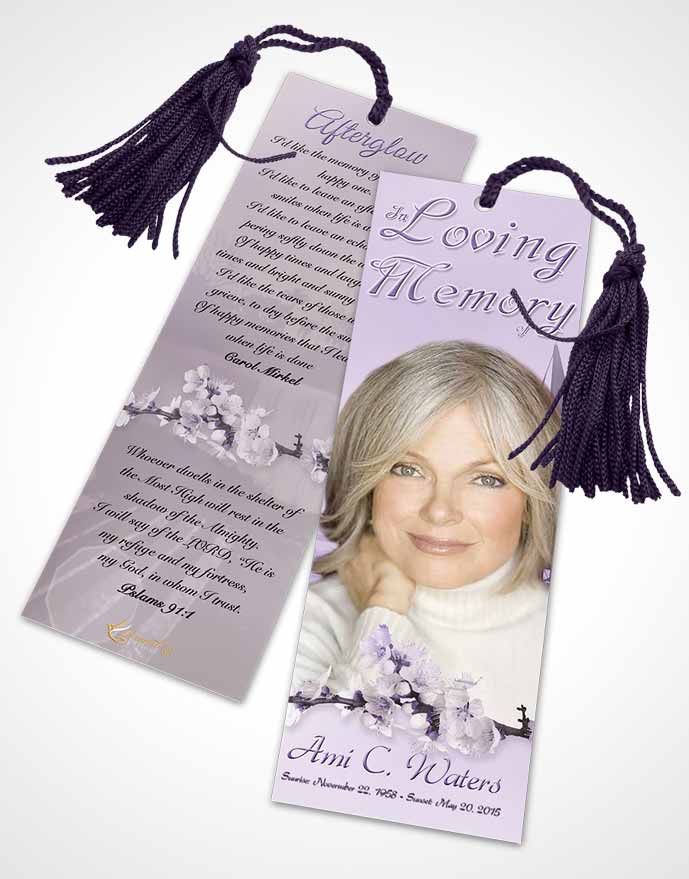 Funeral Bookmark Template Sunrise Sailor Lavender Honor