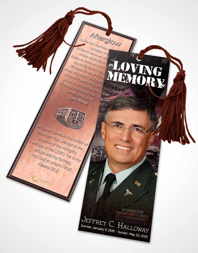 Funeral Bookmark Template Sunrise Special Forces Salute