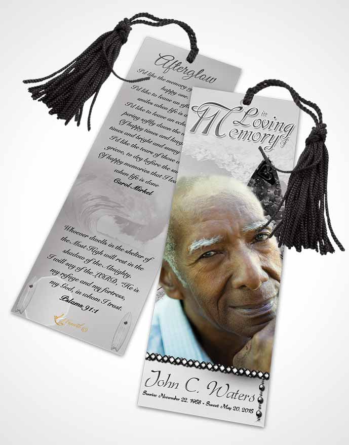 Funeral Bookmark Template Surfers Paradise Black and White