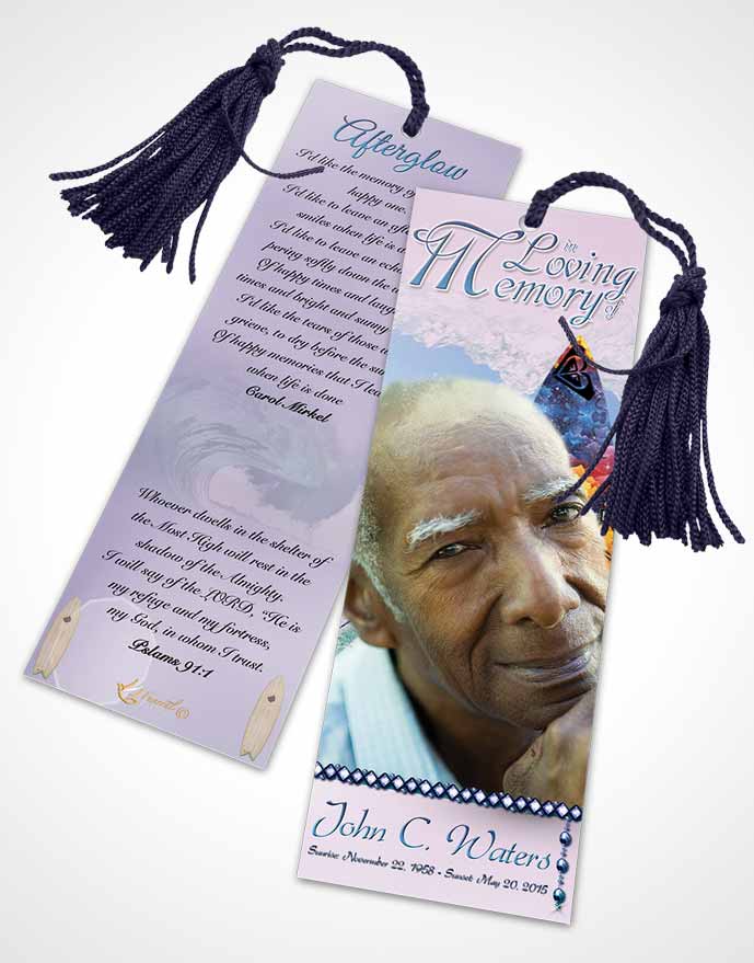 Funeral Bookmark Template Surfers Paradise Ride The Wave