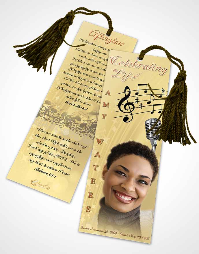 Funeral Bookmark Template The Sound of Music Gold Love