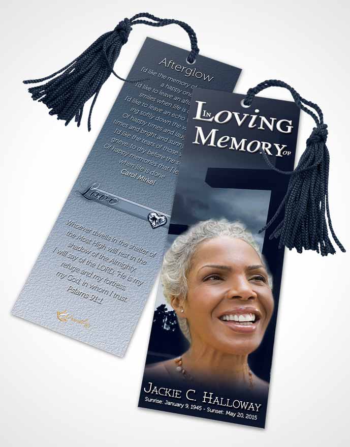 Funeral Bookmark Template Topaz Cross in the Sky