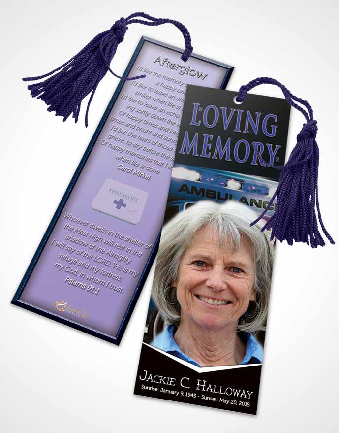 Funeral Bookmark Template Topaz EMT Savior