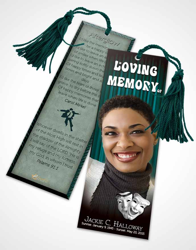 Funeral Bookmark Template Turquoise Actor