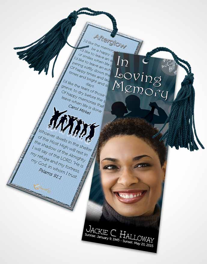 Funeral Bookmark Template Turquoise Graceful Dancer Light