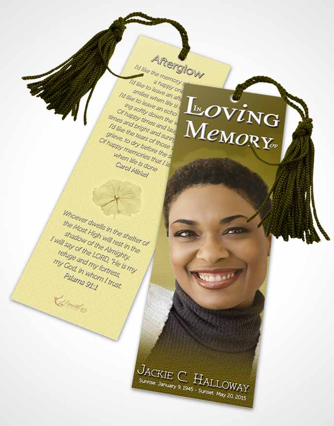 Funeral Bookmark Template Up in the Golden Sky