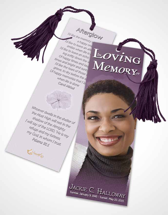 Funeral Bookmark Template Up in the Lavender Sky