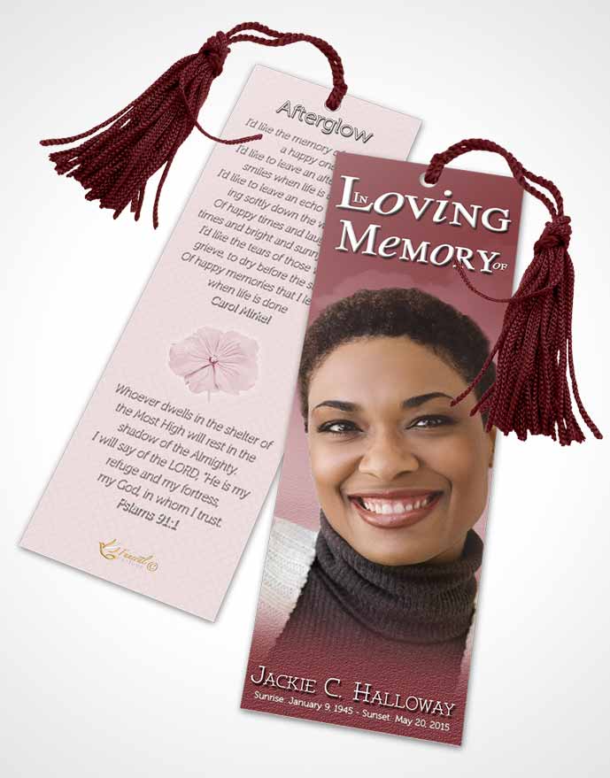 Funeral Bookmark Template Up in the Pink Sky