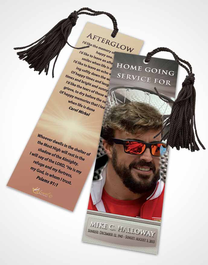 Funeral Bookmark Template Vintage Basketball Honor