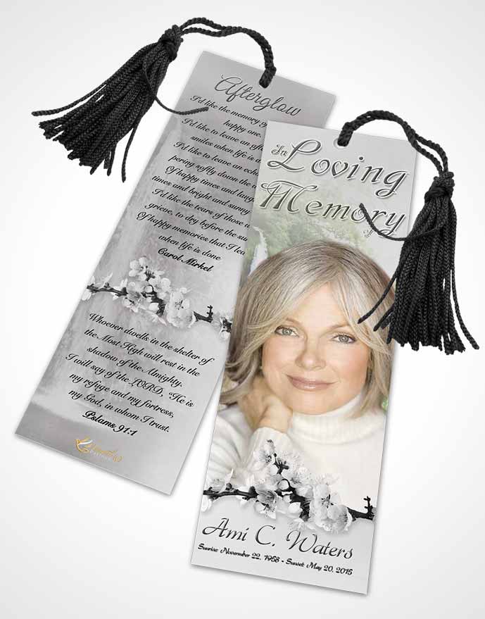 Funeral Bookmark Template Waterfall Heaven Black and White