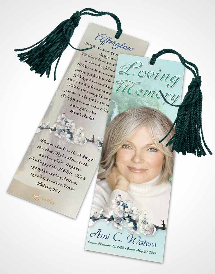 Funeral Bookmark Template Waterfall Heaven Evening Peace