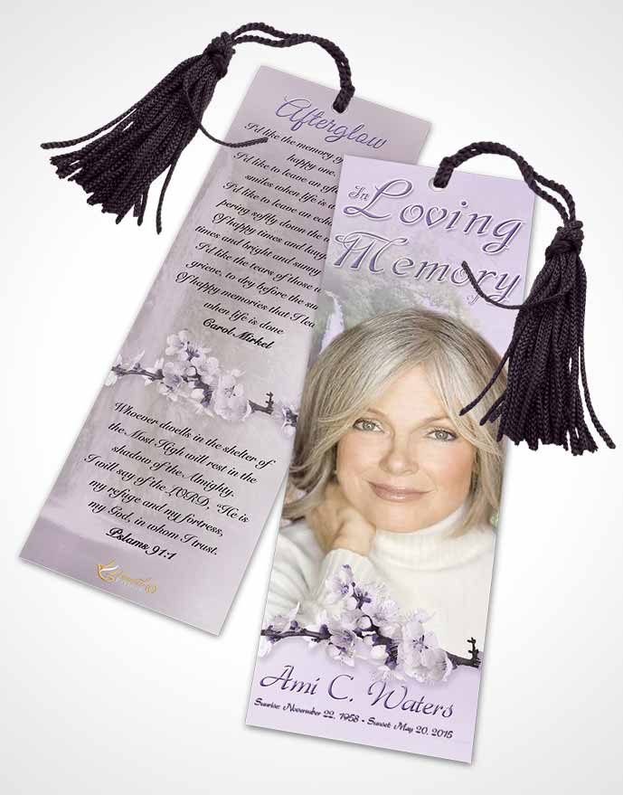 Funeral Bookmark Template Waterfall Heaven Lavender Honor