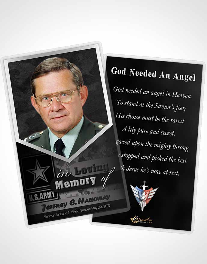 Funeral Thank You Card Template 1st Army Soldier Freedom