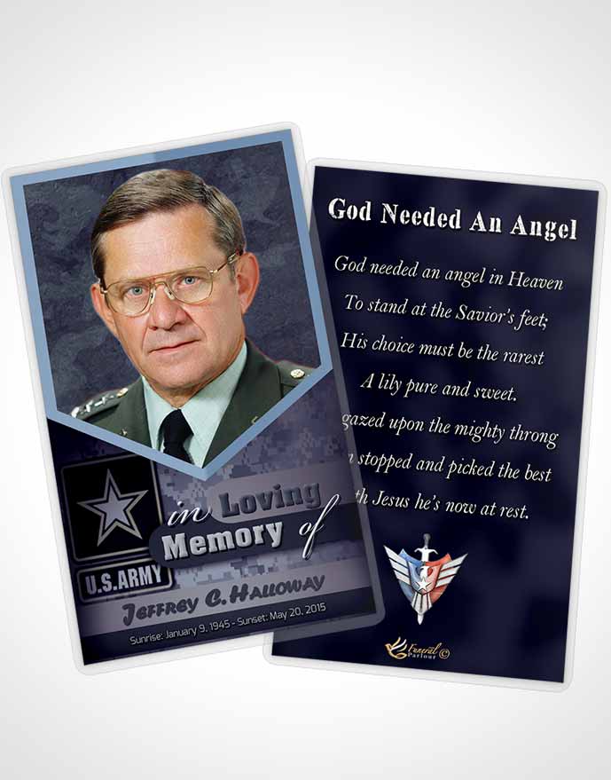 Funeral Thank You Card Template 1st Army Soldier Sunset