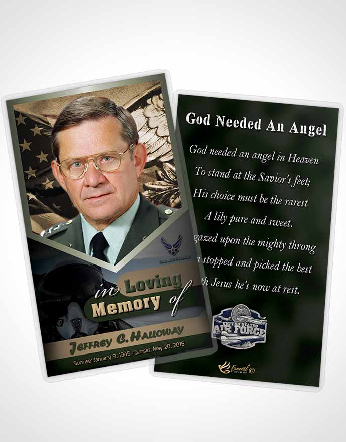Funeral Thank You Card Template 2nd Air Force Airman Serenity