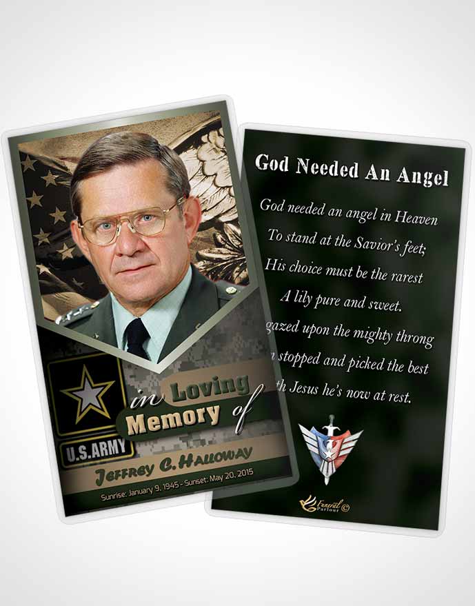 Funeral Thank You Card Template 2nd Army Soldier Serenity