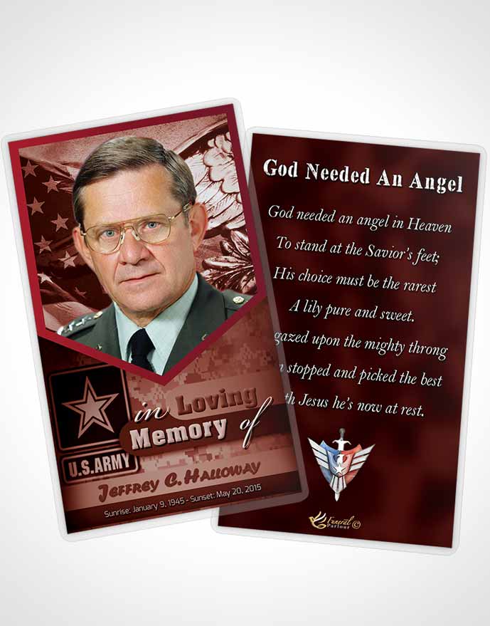Funeral Thank You Card Template 2nd Army Soldier Sunrise