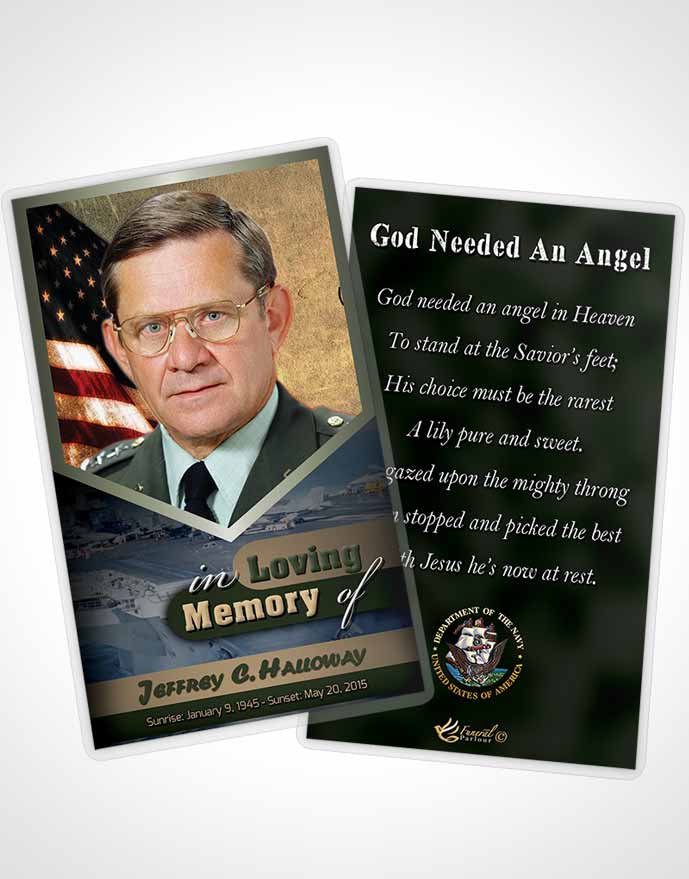Funeral Thank You Card Template 3rd Navy Sailor Serenity