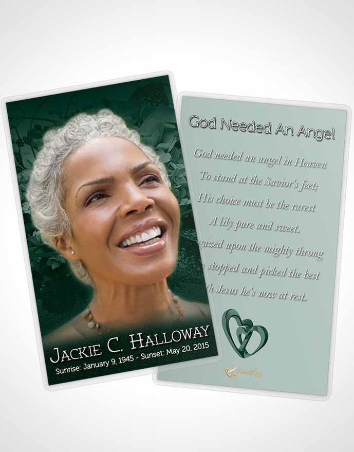 Funeral Prayer Card Template A Beautiful Emerald Bouquet