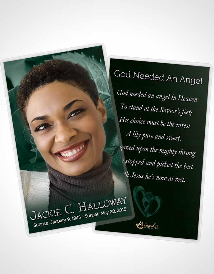 Funeral Prayer Card Template A Beautiful Emerald Rose