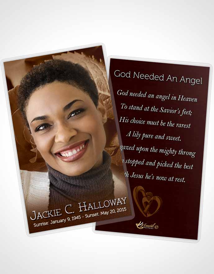 Funeral Prayer Card Template A Beautiful Golden Rose