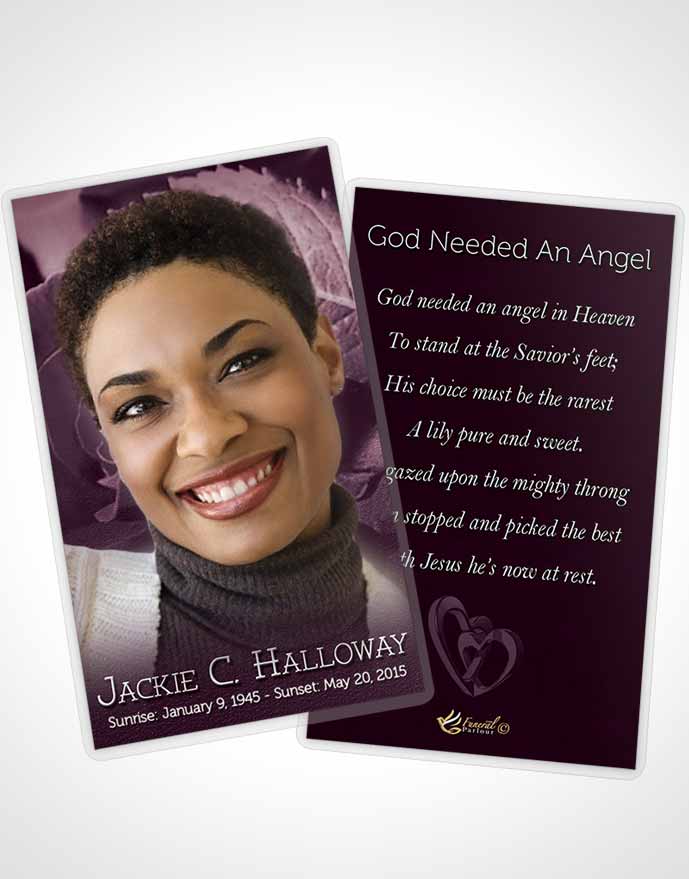 Funeral Prayer Card Template A Beautiful Lavender Rose