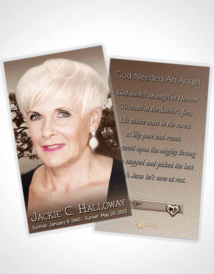 Funeral Prayer Card Template A Blissful Golden Tree