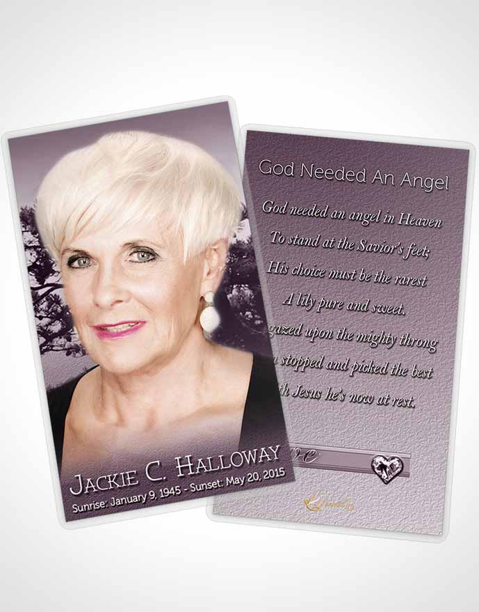 Funeral Prayer Card Template A Blissful Lavender Tree