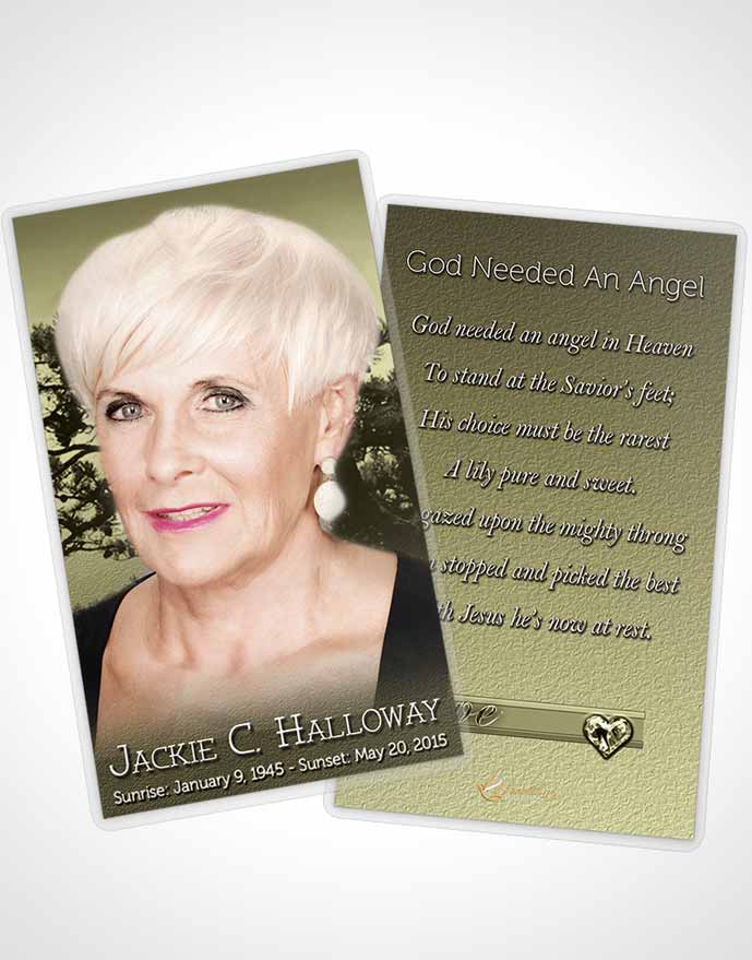 Funeral Prayer Card Template A Blissful Rustic Tree