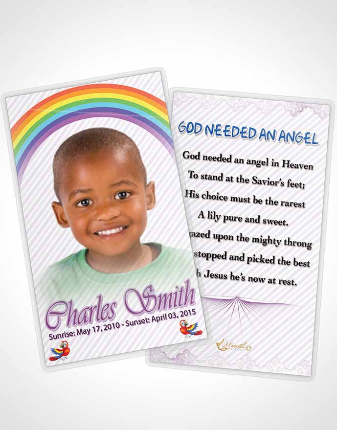 Funeral Prayer Card Template A Childs Passing Amethyst Splash