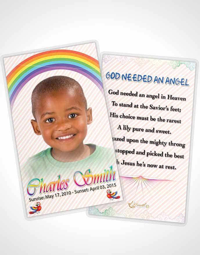 Funeral Prayer Card Template A Childs Passing Angel Wings