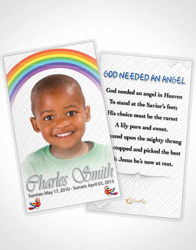 Funeral Prayer Card Template A Childs Passing Black and White Peace
