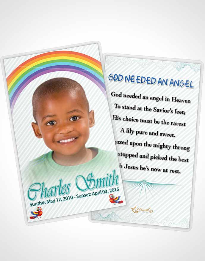 Funeral Prayer Card Template A Childs Passing Turquoise Sky
