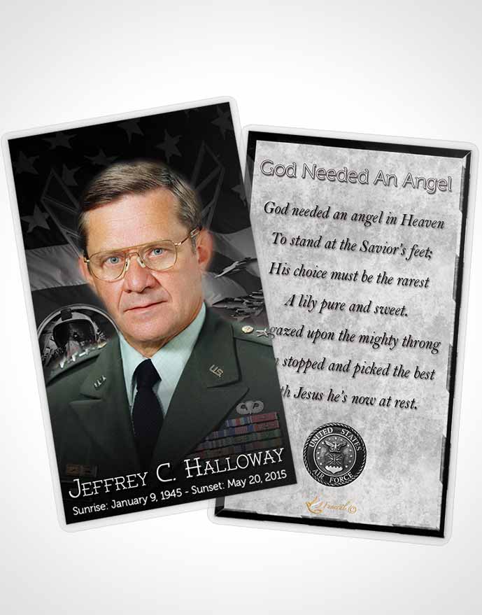 Funeral Thank You Card Template Air Force Black and White Salute