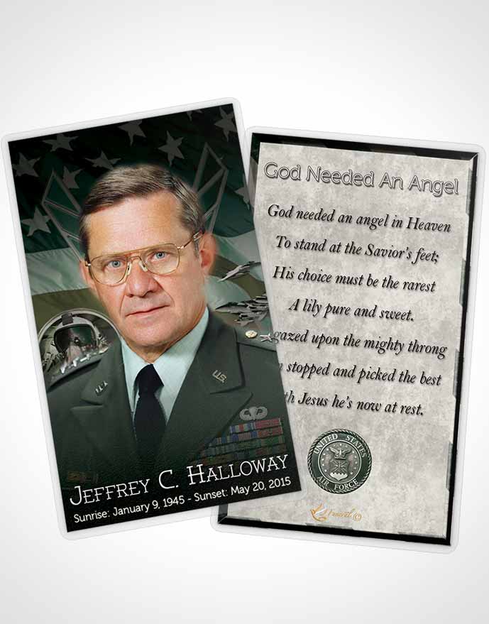 Funeral Thank You Card Template Air Force Emerald Salute